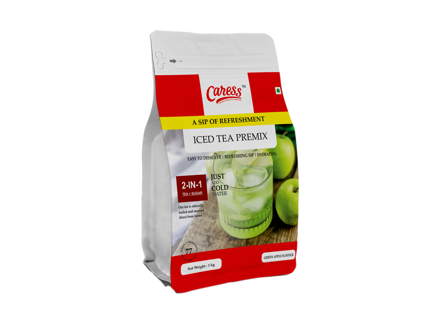 Caress Foods Instant Iced Tea Premix Green Apple flavor | Powder form | Healthy & Refreshing | Pack of 1kg |