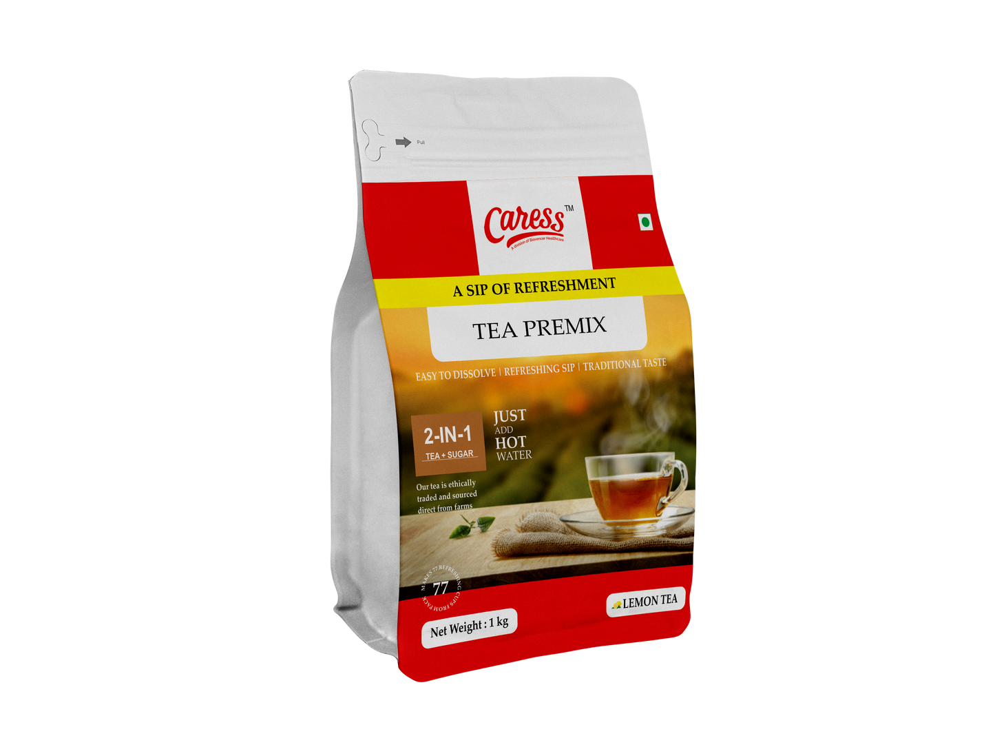 Caress Foods Instant Tea Premix lemon flavor| Powder form | Healthy & Refreshing | Pack of 1kg |